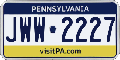 PA license plate JWW2227