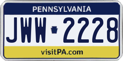 PA license plate JWW2228