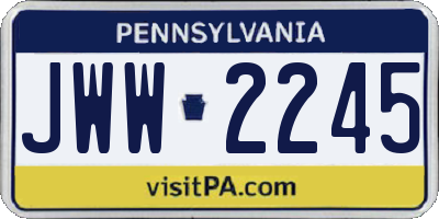 PA license plate JWW2245