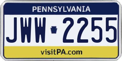 PA license plate JWW2255
