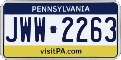PA license plate JWW2263