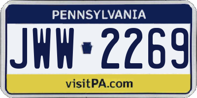 PA license plate JWW2269