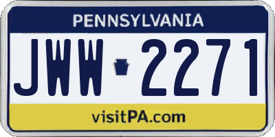PA license plate JWW2271