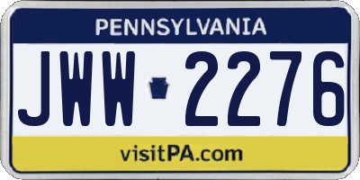 PA license plate JWW2276