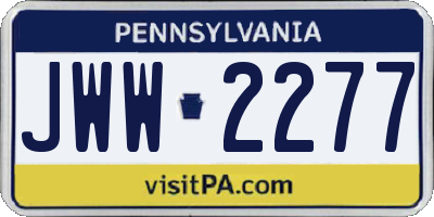 PA license plate JWW2277