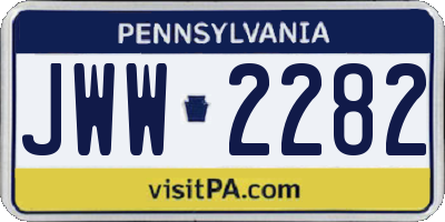 PA license plate JWW2282