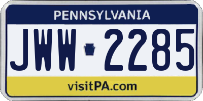 PA license plate JWW2285