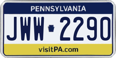 PA license plate JWW2290