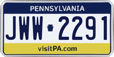 PA license plate JWW2291