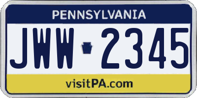 PA license plate JWW2345