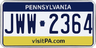 PA license plate JWW2364