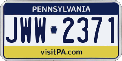 PA license plate JWW2371