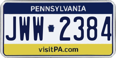 PA license plate JWW2384