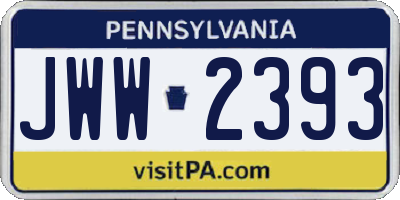PA license plate JWW2393