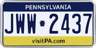 PA license plate JWW2437