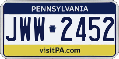 PA license plate JWW2452