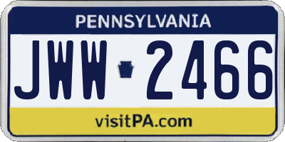 PA license plate JWW2466