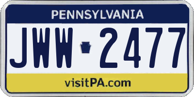 PA license plate JWW2477