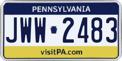 PA license plate JWW2483