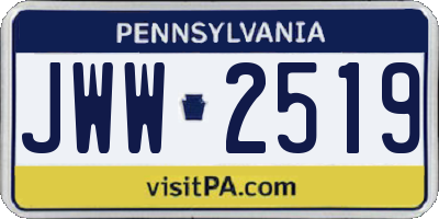 PA license plate JWW2519