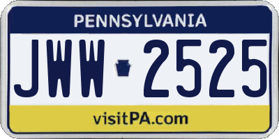 PA license plate JWW2525