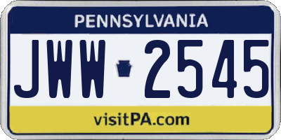 PA license plate JWW2545