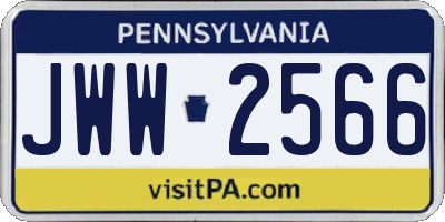 PA license plate JWW2566