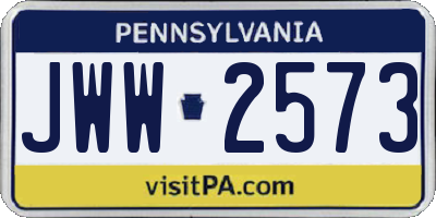 PA license plate JWW2573