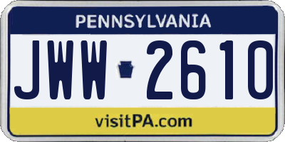 PA license plate JWW2610