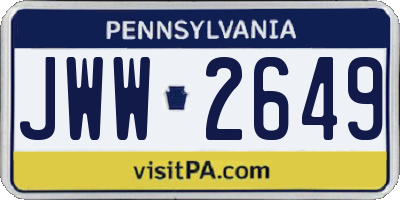 PA license plate JWW2649