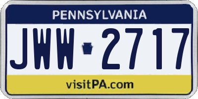 PA license plate JWW2717