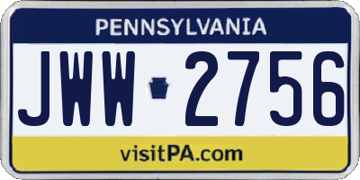 PA license plate JWW2756