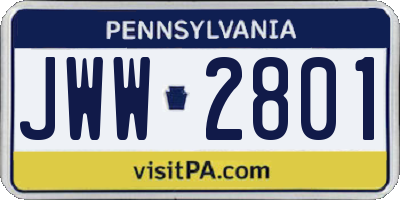PA license plate JWW2801