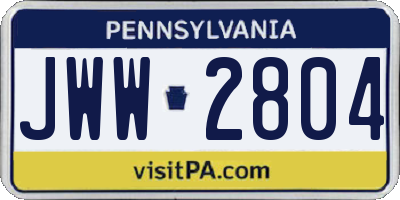 PA license plate JWW2804