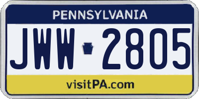 PA license plate JWW2805