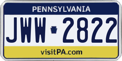 PA license plate JWW2822