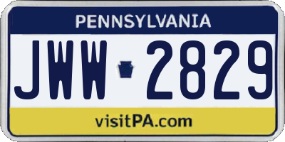PA license plate JWW2829