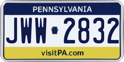 PA license plate JWW2832