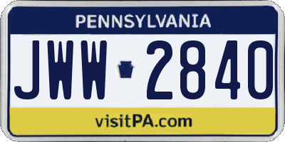 PA license plate JWW2840