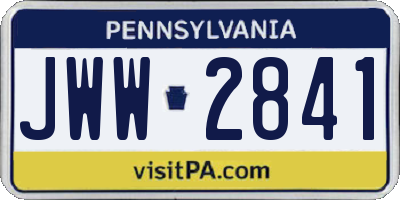 PA license plate JWW2841