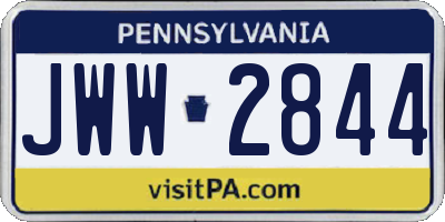 PA license plate JWW2844