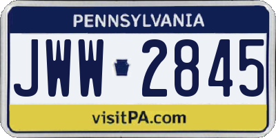 PA license plate JWW2845