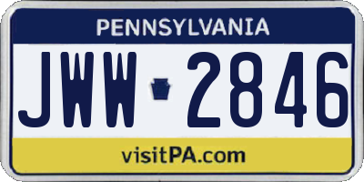 PA license plate JWW2846