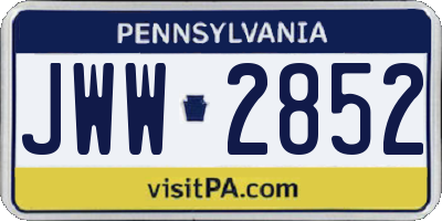 PA license plate JWW2852