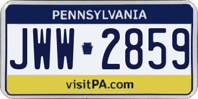 PA license plate JWW2859