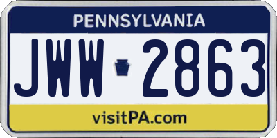PA license plate JWW2863