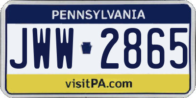 PA license plate JWW2865