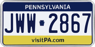 PA license plate JWW2867