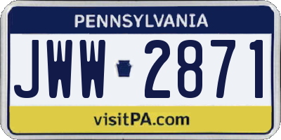 PA license plate JWW2871