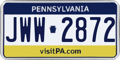 PA license plate JWW2872